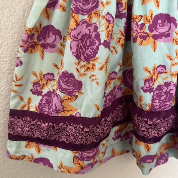 Matilda Jane Girls Turquoise and Purple Floral Short Sleeve Blouse Size 8 - Picture 5 of 8